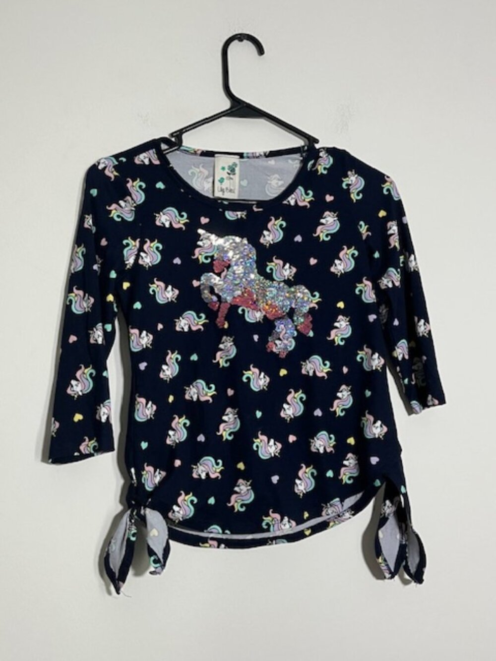 Lily Bleu Navy Blue Unicorn Top Size Large 14